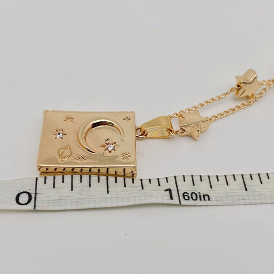 "You're My Soulmate" Star Moon Album Pendant Necklace - Spiral Circle