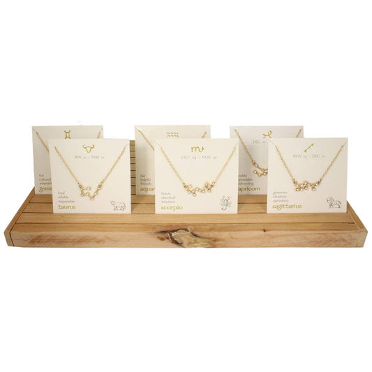 Zodiac Constellation Gold Necklace - Spiral Circle