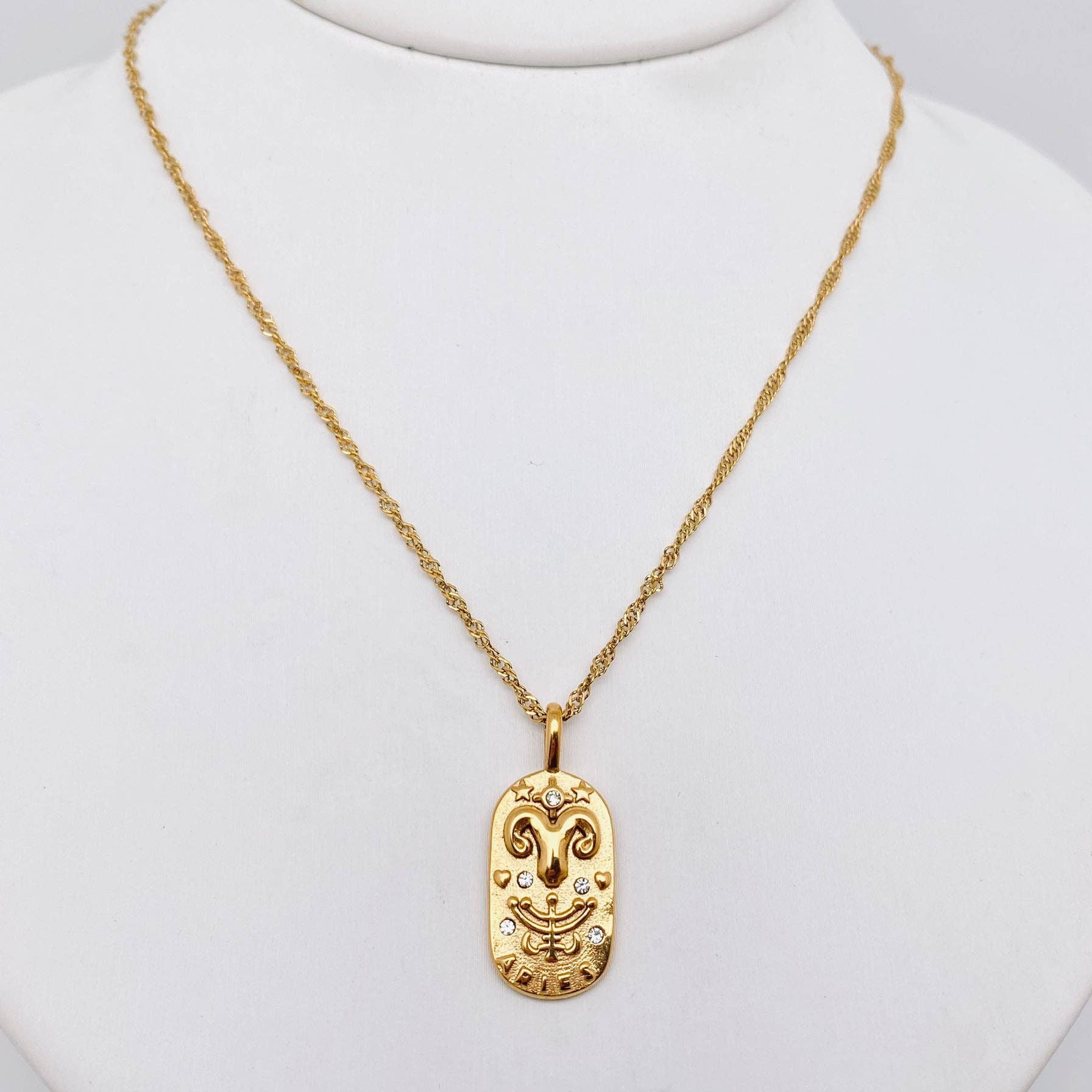 Zodiac Design Gold Plated Necklace - Spiral Circle