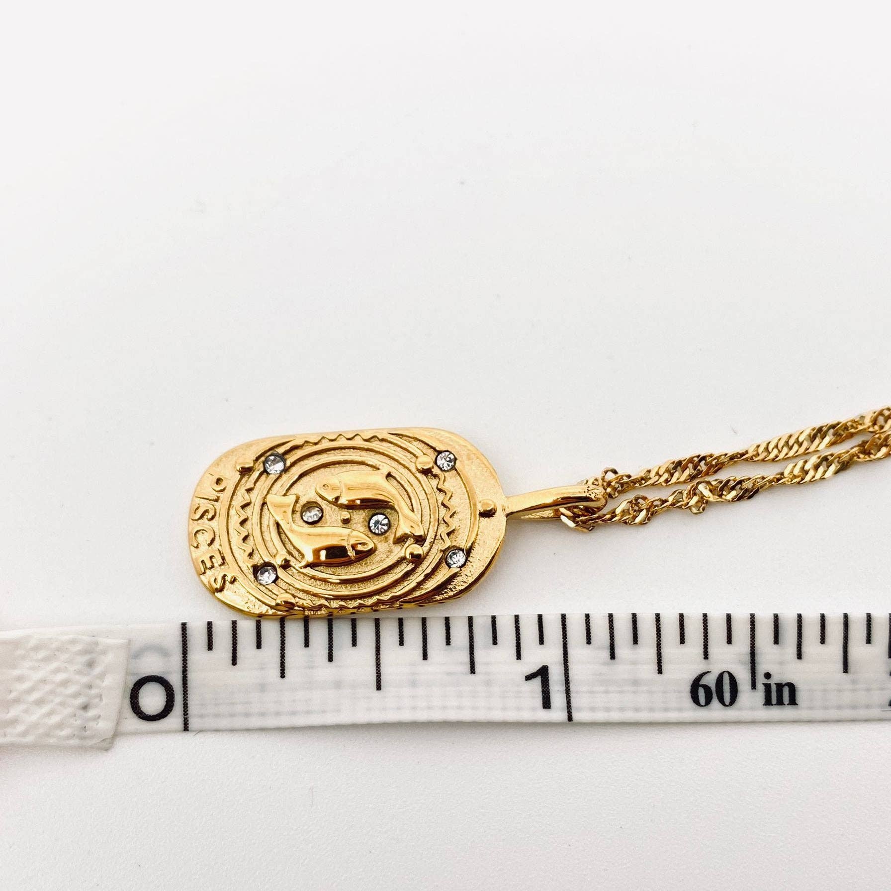 Zodiac Design Gold Plated Necklace - Spiral Circle