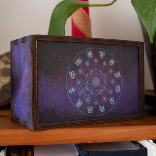 Zodiac Full Color Tarot Card/Stash Box | 4"x6" - Spiral Circle
