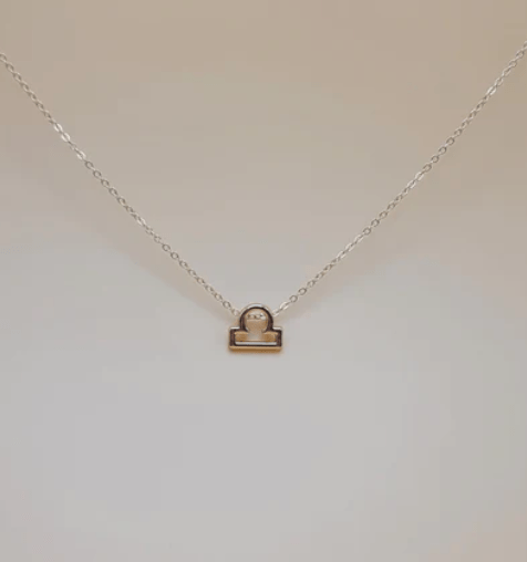 Zodiac Symbol Necklace | Libra | Gold Plated - Spiral Circle