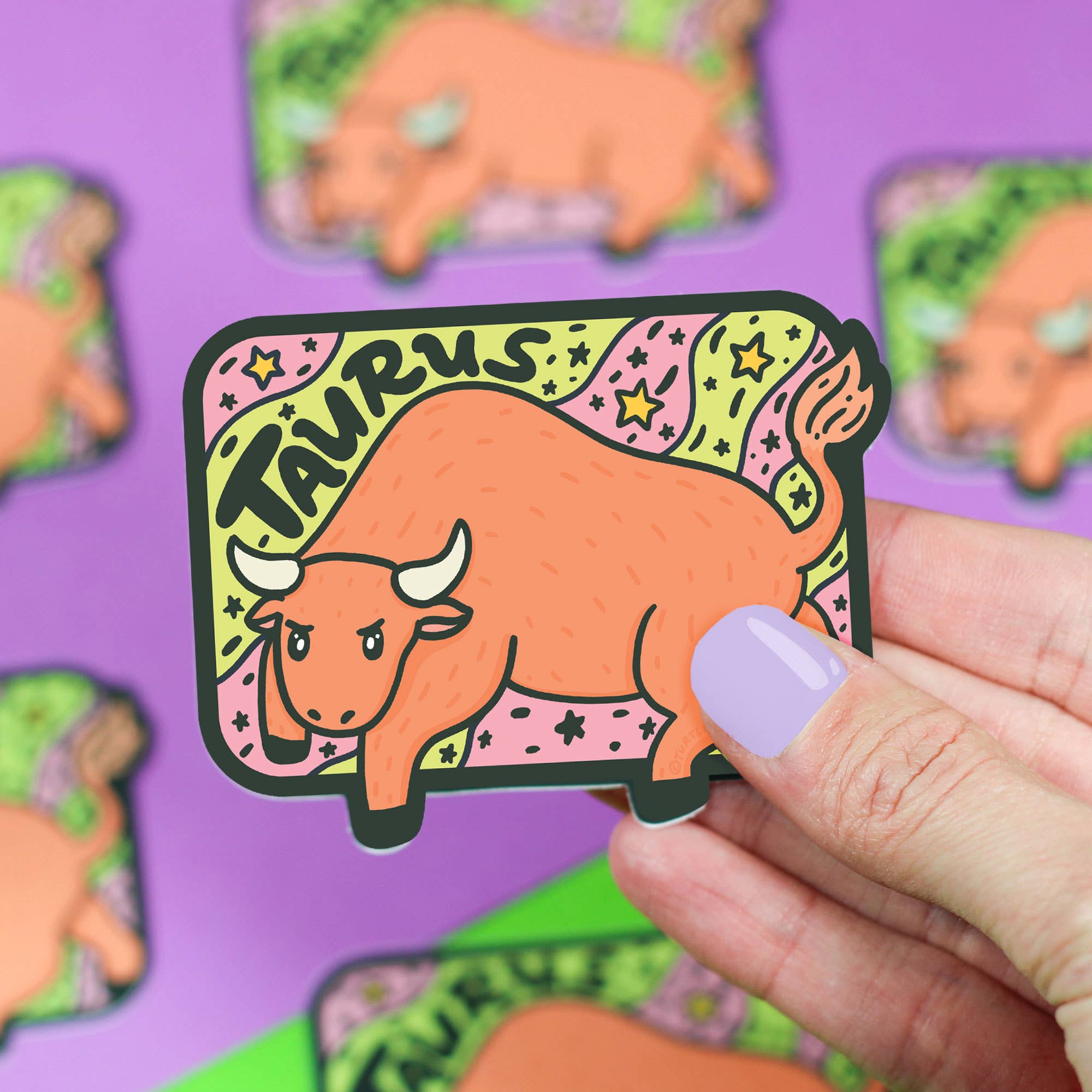 Zodiac Taurus Vinyl Sticker - Spiral Circle