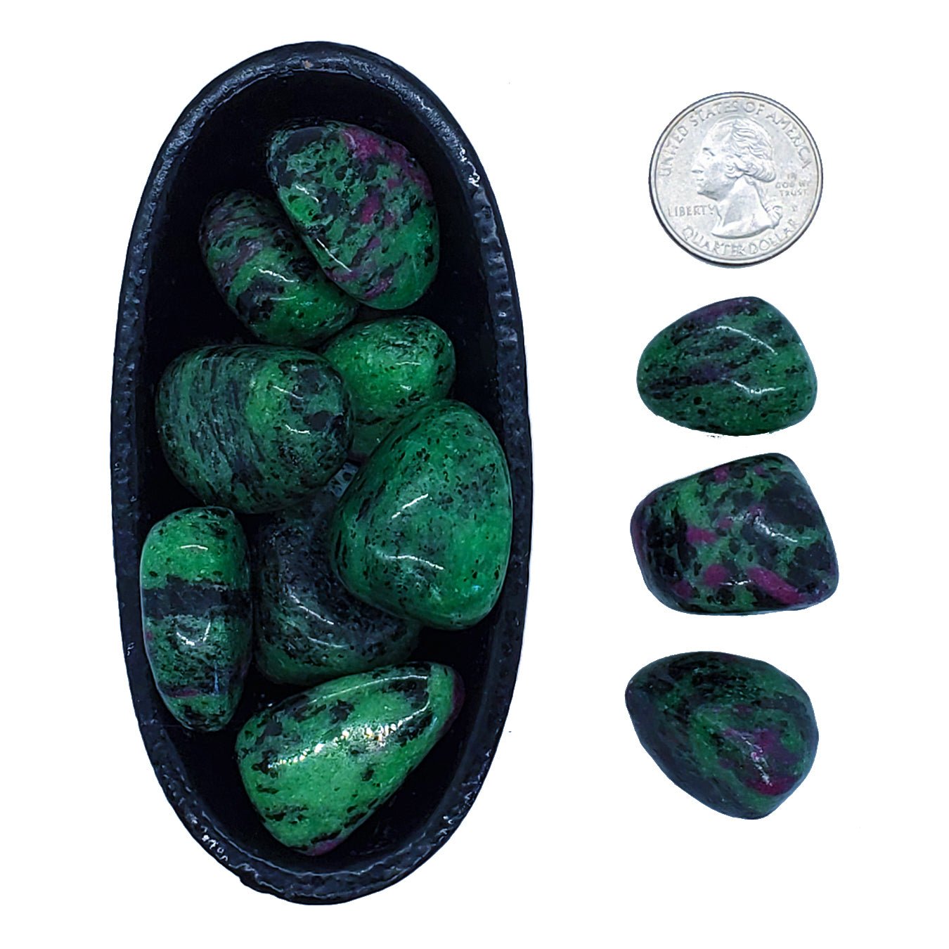 Zoisite, Ruby | Tumbled | Happiness - Spiral Circle